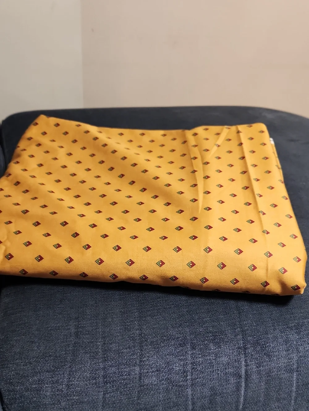 Mustard Yellow Diamond Print Fabric Screen Print By Jacklyn Nash Vintage 6.5  yr